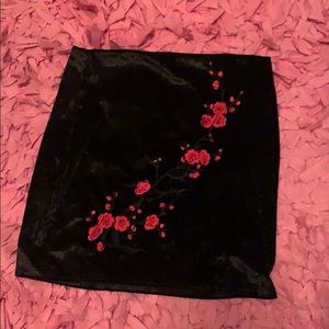 Black velvet  rose skirt